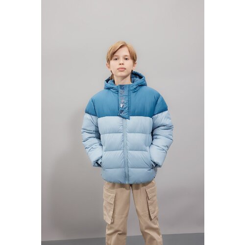 Defacto Boy's Water Repellent Hooded Zippered Pocket Fleece Lined Puffer Jacket Cene