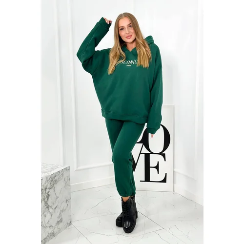 Kesi Insulated cotton set, sweatshirt with embroidery + green trousers