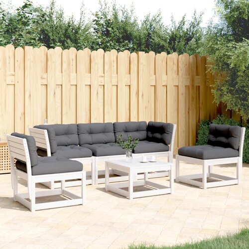 vidaXL 5-dijelni set vrtnih sofa s jastucima bijeli masivna borovina Cene