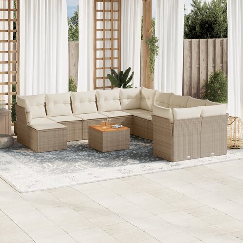 VidaXL 12-dijelni set vrtnih sofa od poliratana s jastucima bež Slike