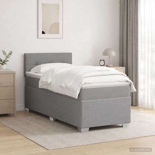  Boxspring krevet s madracem Svjetlosiva 90 x 190 cm Tkanina - Svjetlosiva 90 x 190 cm Pro&amp;scaron;iveno gumbima Slike