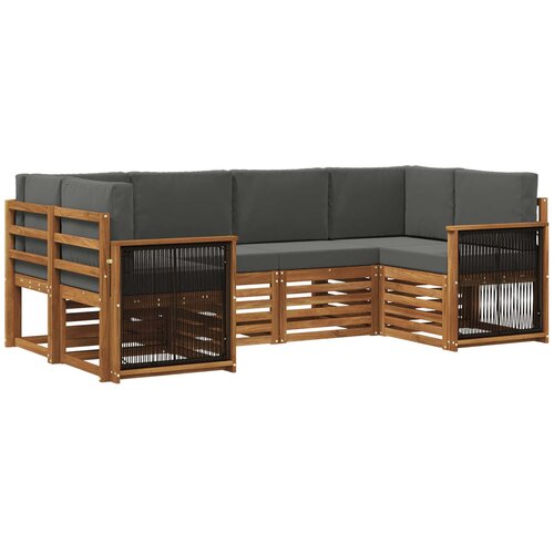 vidaXL Kotna sedežna garnitura z blazino 5 pcs Naravna in antracitna, (5000283865) Cene