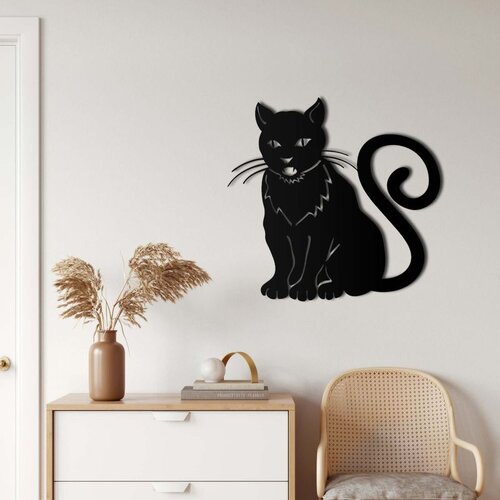 Wallxpert metalni zidni ukras 5028, mačka koja sedi sa uvijenim repom, 61 x 58 cm, crni Slike