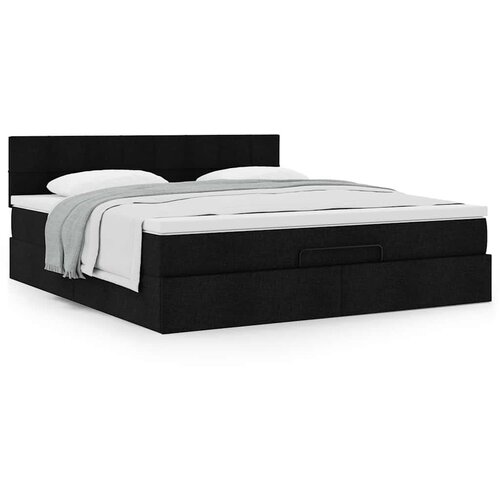 VidaXL Otomanski krevet s madracem crni 160x200cm od tkanine Slike