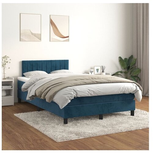  Box spring postelja z vzmetnico temno modra 120x200 cm žamet Cene