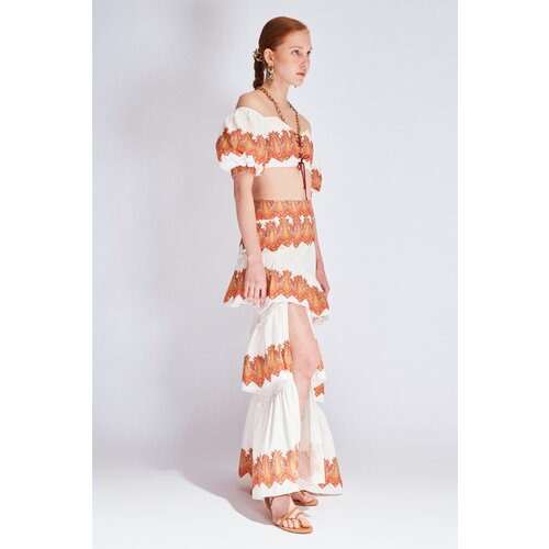 Koton Multicolored Shawl Patterned Ruffle Detailed Skirt Slike
