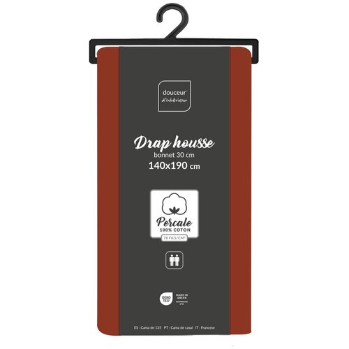 Douceur d int&amp;eacute;rieur Ciglasta plahta s gumom od pamučnog perkala 140x190 cm Percaline &amp;ndash; Slike