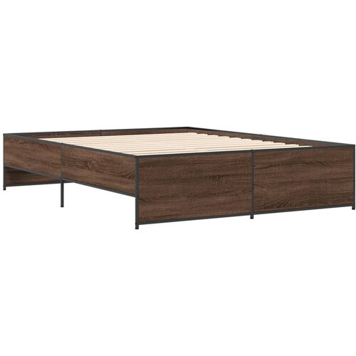 vidaXL Okvir za krevet smeđi hrast 150x200cm konstruirano drvo i metal Cene