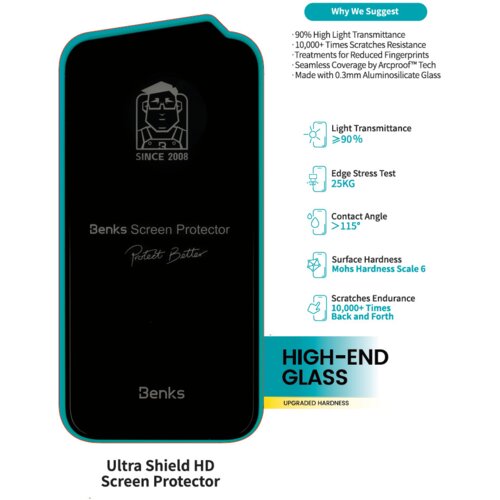 Benks Ultra Shield HD staklo za iPhone 16 Pro crno Cijene
