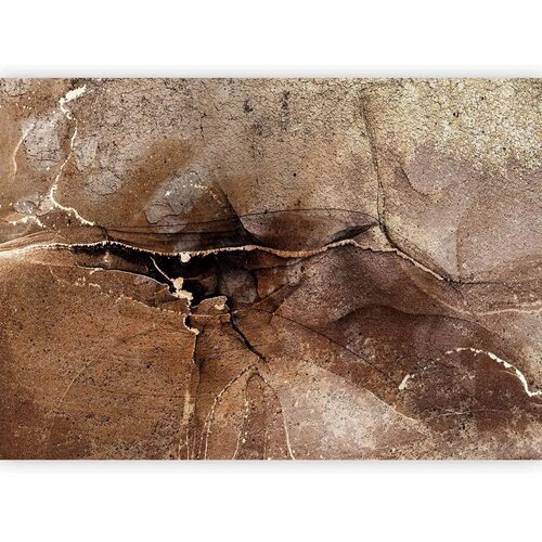  Foto tapeta - Rock abstraction - brown and beige pattern in the style of cracked stone 100x70 Standard Cene