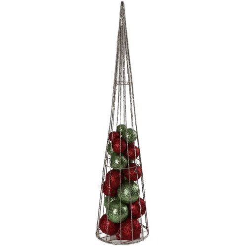Festa Jelka sa kuglama, Novogodi&amp;scaron;nja dekoracija, LED, 80cm, Crveno-zelena Slike