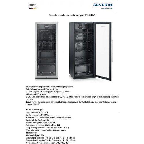Severin FKS8841 rashladna vitrina Cijene