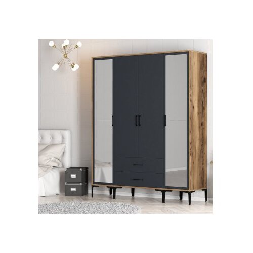 Hanah home kumsal rtr - walnut, anthracite walnutanthracite wardrobe Cene