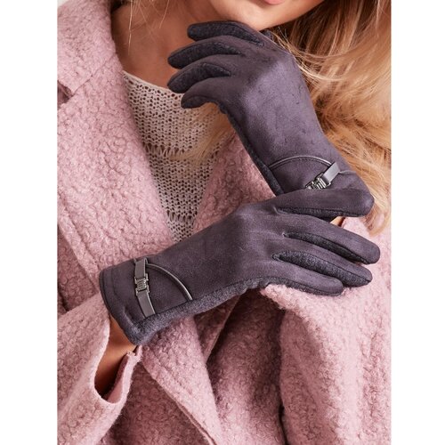 Fashion Hunters Women's elegant dark gray gloves Cene