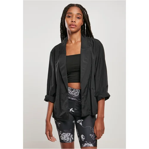 Urban Classics Women's Oversized Crinkle Nylon Blazer Black