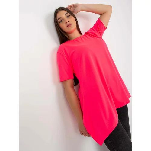 Fashion Hunters Fluo pink smooth plus size viscose blouse