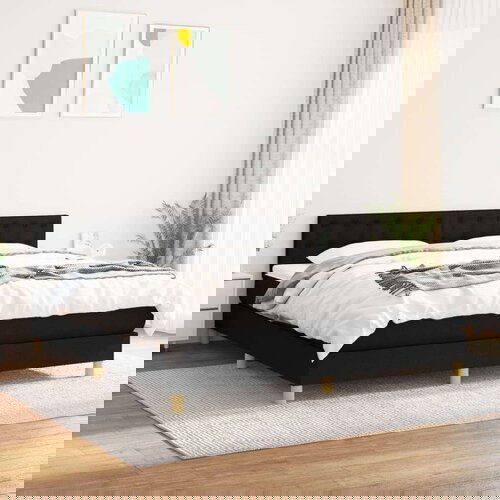  Krevet s oprugama i madracem crni 160x200 cm od tkanine Slike
