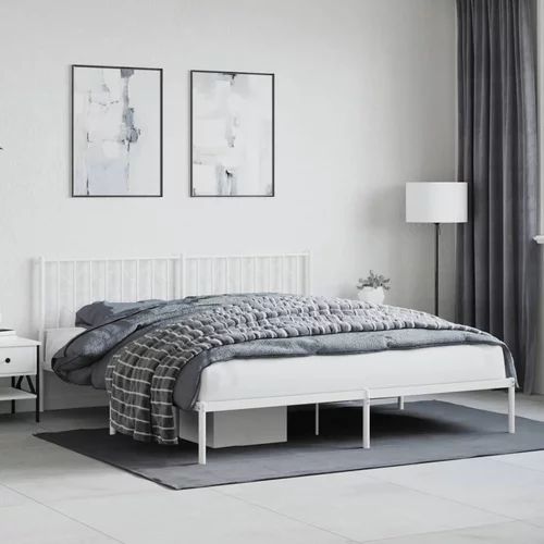 Metalni okvir za krevet s uzglavljem bijeli 183x213 cm