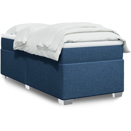 VidaXL Krevet s oprugama i madracem plavi 90 x 190 cm od tkanine Slike