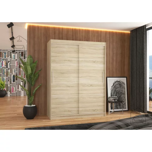 ADRK Furniture Garderobna omara z drsnimi vrati Denver - 150 cm - sonoma hrast
