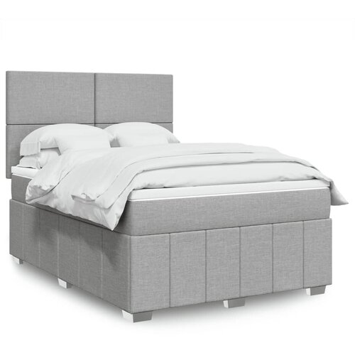 vidaXL Box spring posteljni z vzmetnico svetlo siv 140x190 cm blago Cene