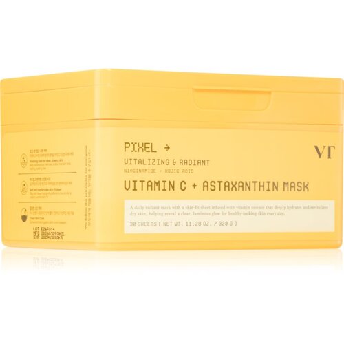 VT COSMETICS Vitamin C Astaxanthin Mask posvjetljujuća hidratantna maska za ujednačavanje tena lica veliko pakiranje 30 kom Slike