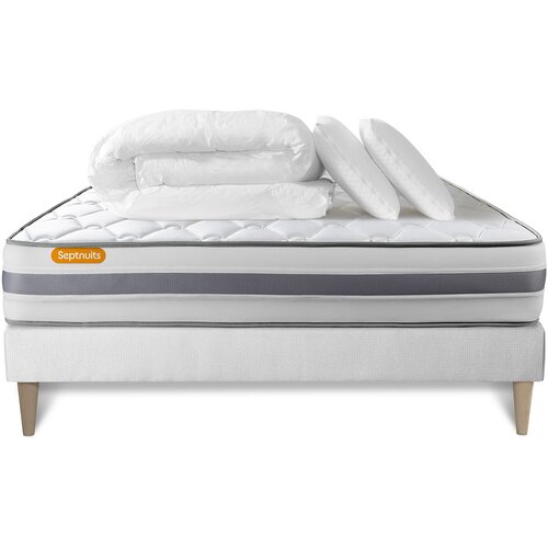 Septnuits Celoten paket za posteljo - Vzmetnica 160x200 cm + Vzmetnica z letvami (komplet) + 2 vzglavnika + Prevleka - Memo Spring, (21613881) Cene