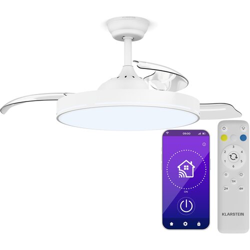 Klarstein AirFold | Inteligentni stropni ventilator | Sklopive lopatice | Prigušivo LED svjetlo | Smart Cijene