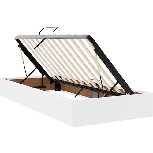  Krevet s prostorom za pohranu s LED-om Čista bijela Lažna koža 180 x 200 cm Slike