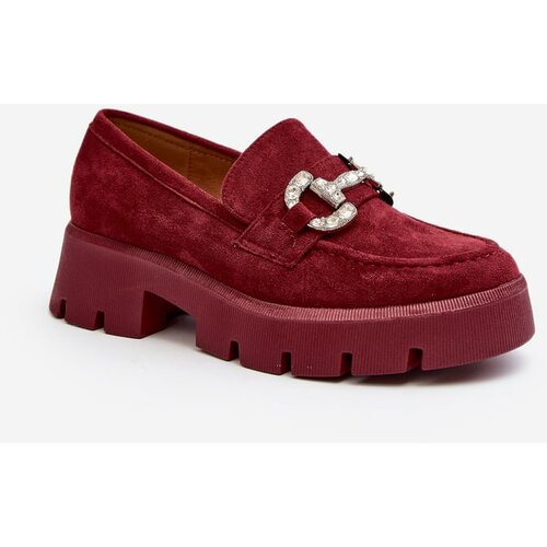 Kesi Women's loafers with embellishment, burgundy Ellise Slike
