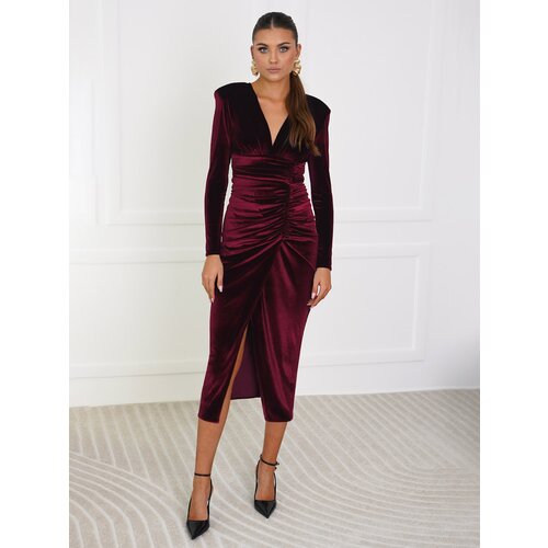 Edoti Elegant women&amp;#039;s mini dress with heart neckline and long sleeves BIANCA DL Slike
