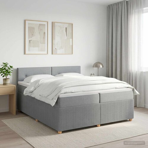  Boxspring krevet s madracem Svjetlosiva 200 x 200 cm Tkanina Cijene