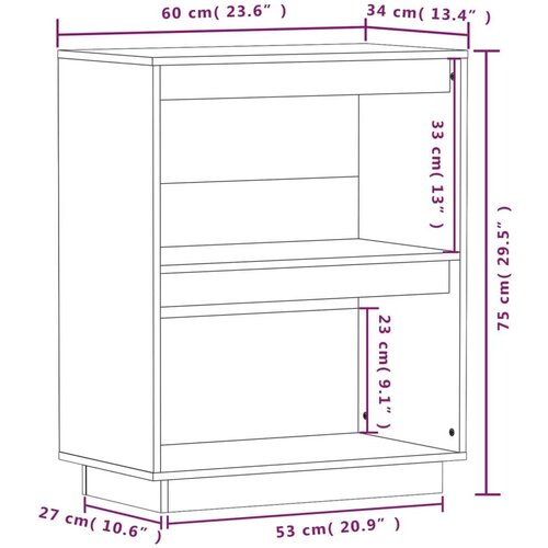 VidaXL konzolna omarica črna 60x34x75 cm trdna borovina Slike