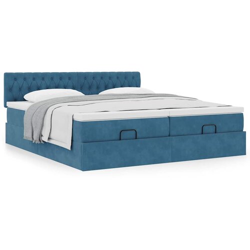 VidaXL Otomanski okvir kreveta s madracima plavi 180x200cm bar&amp;scaron;unasti Slike