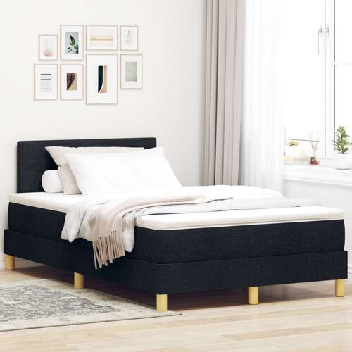 Box Spring Krevet s madracem Crni 120x200 cm Tkanina Cijene