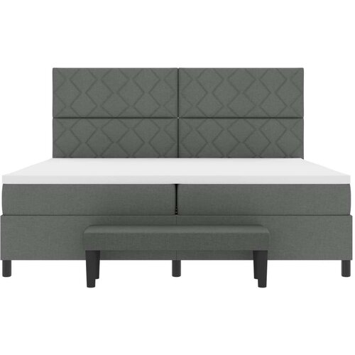 VidaXL Krevet s podnicom s madracem i klupom tamno siva 200x200 cm Slike