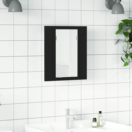  LED kupaonski ormarić s ogledalom crni 40x12x45 cm akrilni Cene