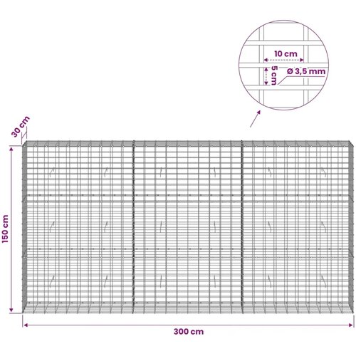  Gabion s žicom debljine 3 5 mm i mrežom 5x10 cm 300x30x150 cm - 30 cm 150 cm 300 cm Slike