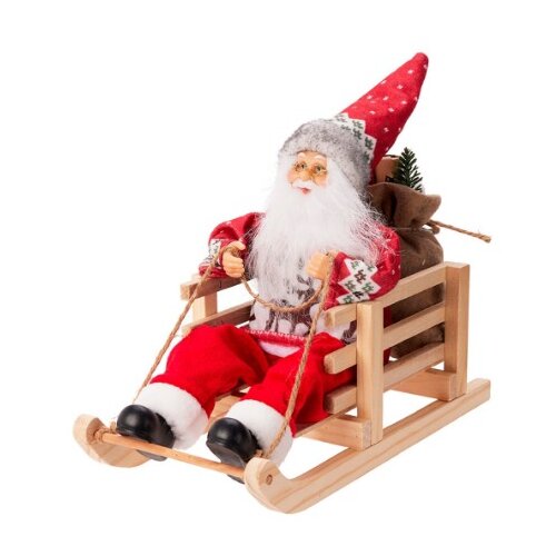  Novogodišnji deda mraz na sankama 25cm Cene