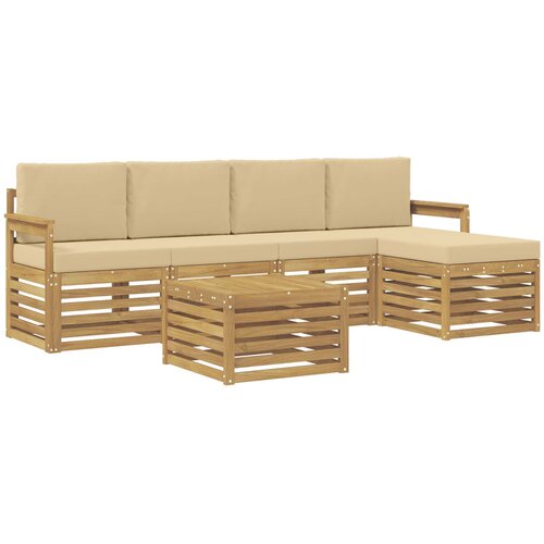  Set vanjskih sofa 6 pcs Bijela i bež 59 x 59 x 37 cm Poliester Slike
