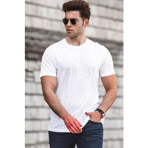 Madmext Men's White Basic T-Shirt 5268 Slike