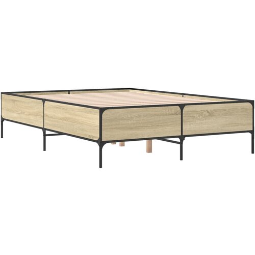 vidaXL Posteljni okvir sonoma hrast 150x200 cm inž. les in kovina, (21112254) Cene