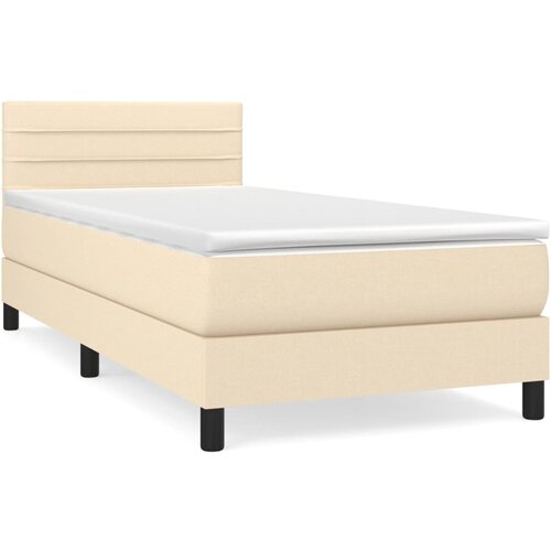 VidaXL Box spring postelja z vzmetnico krem 90x200 cm blago, (20892719) Slike