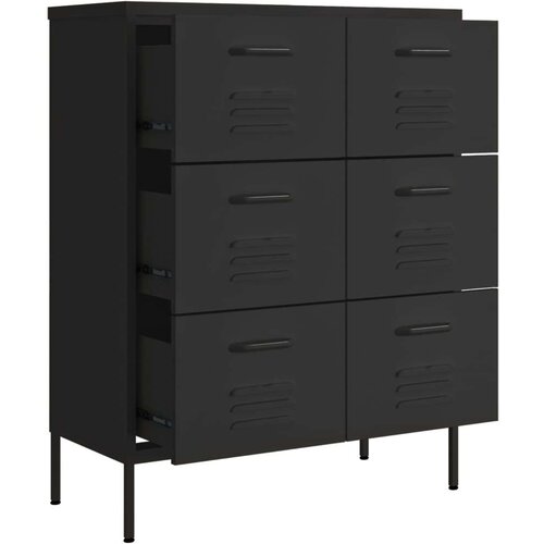 VidaXL Omarica s predali črna 80x35x101,5 cm jeklo Slike