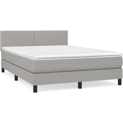VidaXL Box spring posteljni z vzmetnico svetlo siv 140x190 cm blago, (20737291) Slike