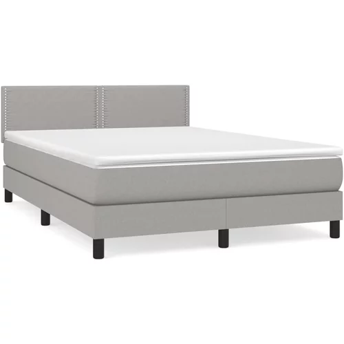 vidaXL Box spring posteljni z vzmetnico svetlo siv 140x190 cm blago, (20737291)