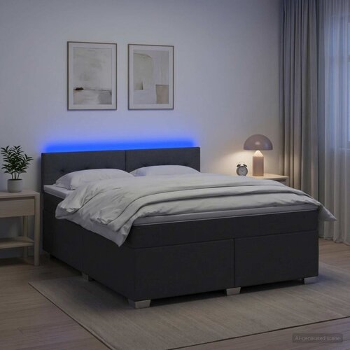  s box springom madracem i LED-om Tamnosiva 140 x 190 cm - Tamnosiva 140 x 190 cm Prošiveno gumbima Cene