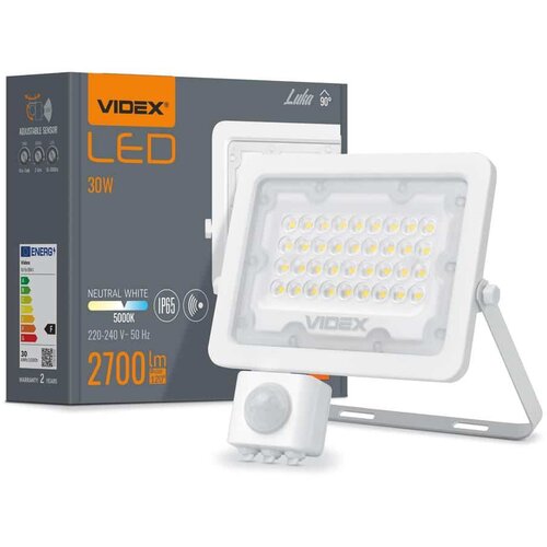 VIDEX led reflektor luca 30W s senzorjem gibanja 2700lm 5000K IP65 bel Cene