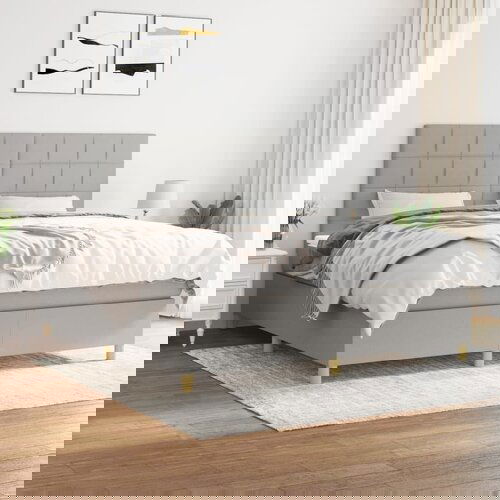 The Living Store Box spring postelja z vzmetnico svetlo siva 180x200 cm blago - Box Spring Postelja, (21437706) Slike