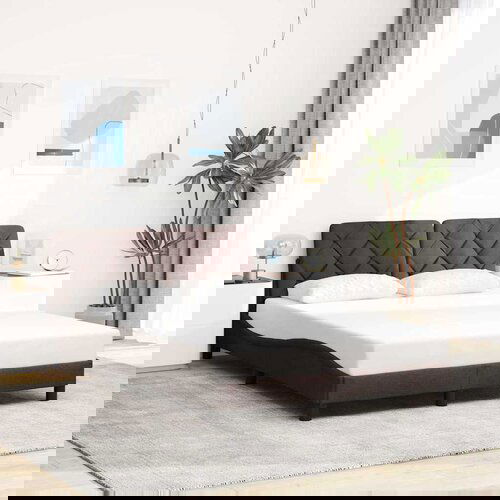 VidaXL Posteljni okvir brez vzmetnice temno rjav 140x200 cm tkanina Slike
